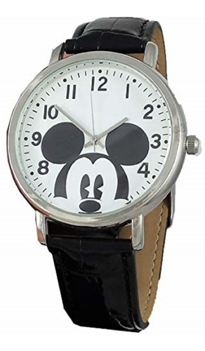 Reloj Mujer Disney Mk90008seta Cuarzo Pulso Negro En Cuero