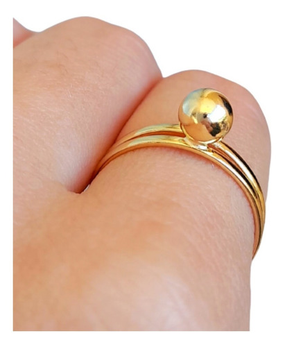 Imagem 3 de 6 de Anel Aro Duplo Banhado A Ouro 18k