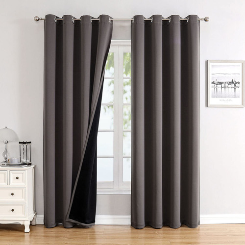 Chrisdowa Cortinas 100% Opacas Para Dormitorio Con Forro Neg