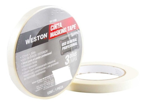 10 Cintas Masking Tape Ancho 19 Mm Largo 50 Mts Marca Weston