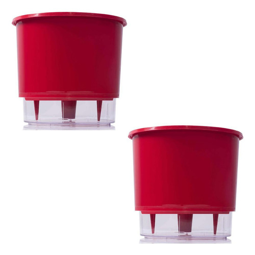 Vaso Raiz Autoirrigavel Pequeno N2 Vermelho Flores Kit 2 Pc