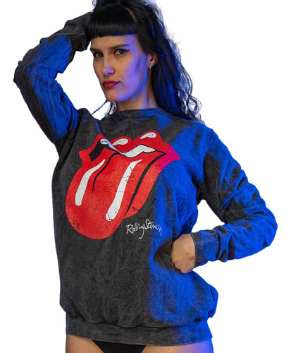 Buzo Nevado Corte Dama  Lengua Rolling Stones  - Rock