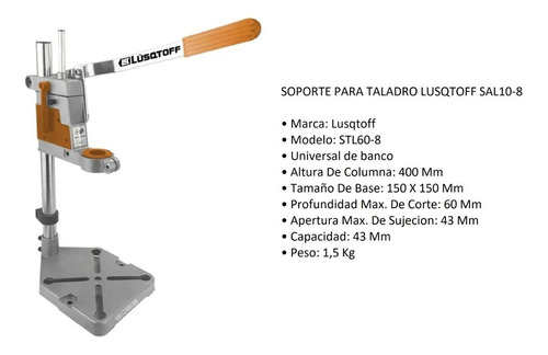 Imagen 2 de 4 de Soporte Para Taladro De Mano Lusqtoff Stl60-8 Universal
