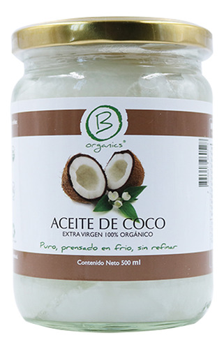 Aceite De Coco Orgánico 500 Ml, Borganics
