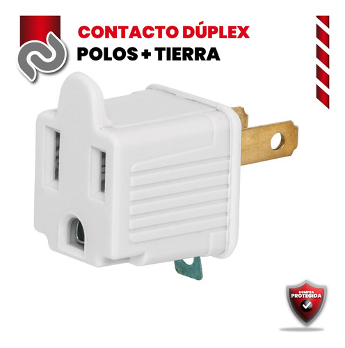 Adaptador 3 A 2 Blanco, Volteck, 2 Pieza