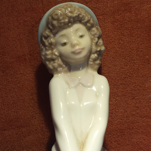 Figura De Porcelana Nao Lladro Antigua Señorita Joven Niña Azul Acero (Usado)
