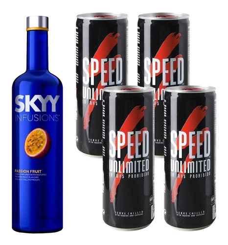 Vodka Skyy Maracuya + Speed Energizante Unlimited X4