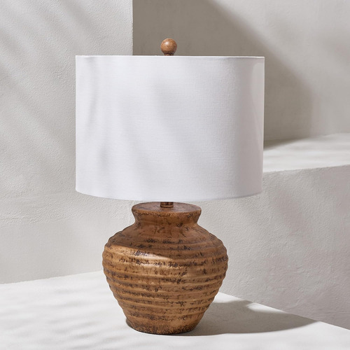 Lighting Collection Kamryn - Lámpara De Mesa Rústica Marrón