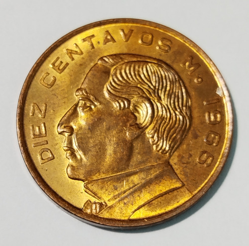 Moneda 10 Centavos Juárez 1966 Muy Buena Condición (Usado)