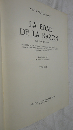 La Edad De La Razon - Tomo 2 -  Will Durant-