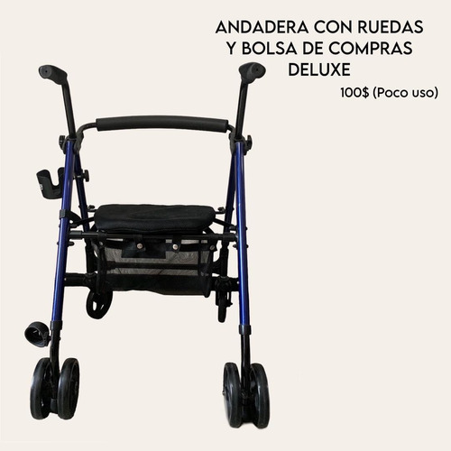 Andadera Con Ruedas, Asiento Y Bolsa De Compras Deluxe