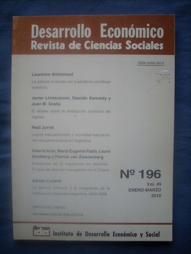 Desarrollo Económico - Revista De Ciencias Sociales N° 196