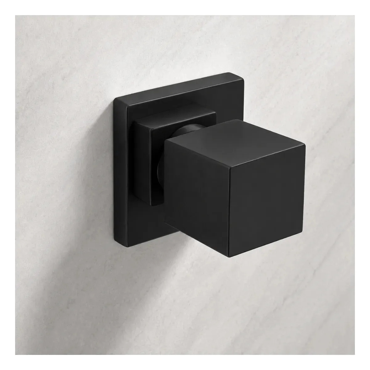 Acabamento Registro Chuveiro Banheiro Quadrado Para Registros Padrão Deca 16 Estrias Metal Aço Inoxidável Preto Fosco