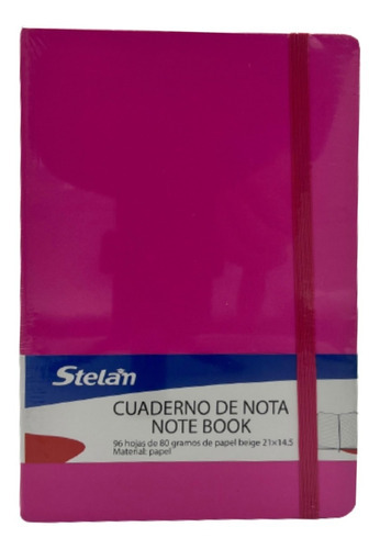 Cuaderno Tipo Libreta A5 Tapa Dura Con Elástico Colores Neón Color Fucsia