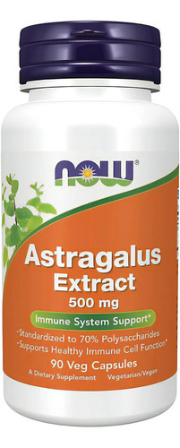 Suplemento Extracto De Astrágalo 500 Mg Now 90 Capsulas Sabor Neutro