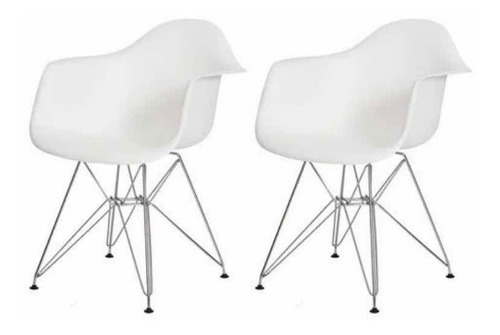 Imagem 3 de 3 de 2 Cadeiras Eames Com Braço Eiffel Cromado - Artiluminacao