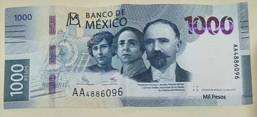 Billete De Mil Pesos Mexicanos Serie Aa