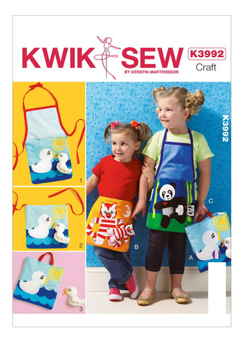 Kwik-sew Patterns K3992osz Delantal Tote Plantilla Coser