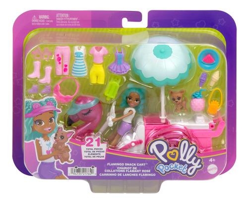 Polly Pocket Set De Juego Carrito De Bocadillos De Flamingo