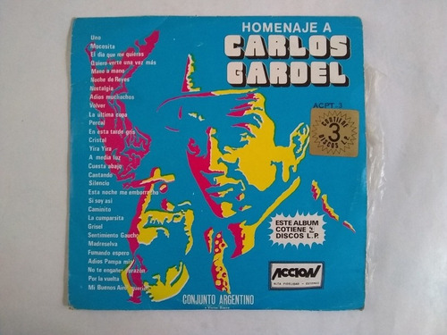 Lp Homenaje A Carlos Gardel Conjunto Argentino  3 Discos
