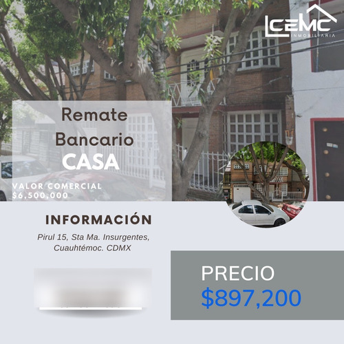 Casa En Remate Bancario En Santa Maria De Insurgentes, Cuauhtemoc