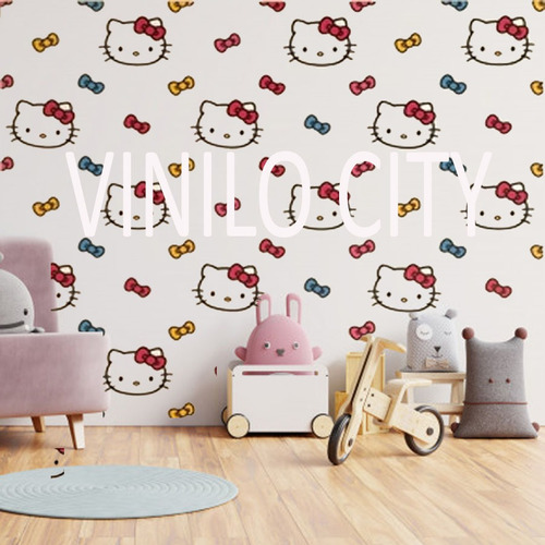 Viniles Decorativos Hello Kitty Con Moños 100 Pzs