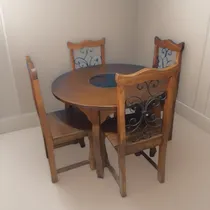 Comprar Juego De Comedor En Madera Y Hierro Forjado 4 Puestos