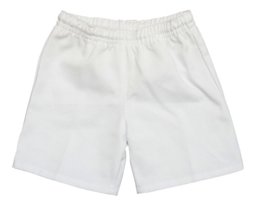 Bermuda Colegial/deporte Gabardina Blanco Talle 2 Al 16