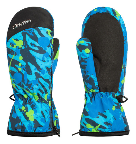 Guantes Mitones Ski Niños Alaska Crow Waterproof Azul