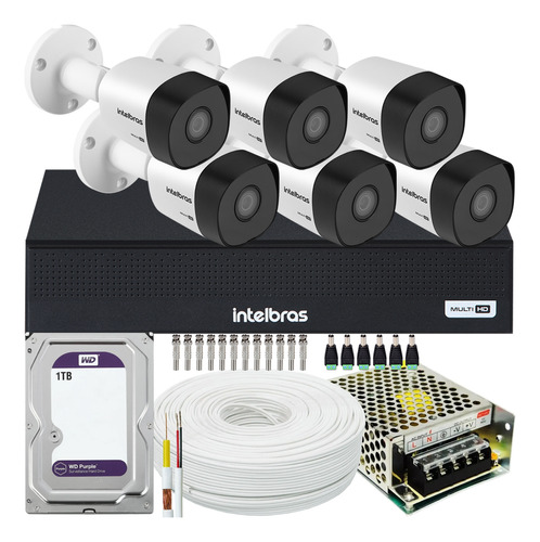 Kit Cftv Intelbras 6 Câmeras Vhd 3230 Full Hd 3008 1t Purple