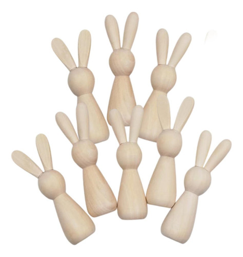 8x Pegado De Madera Muñecas De Muñecas Animales Diy