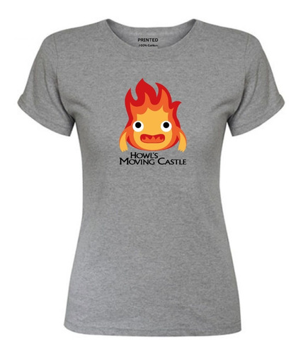 Polera Mujer Estampado Castillo Ambulante Calcifer