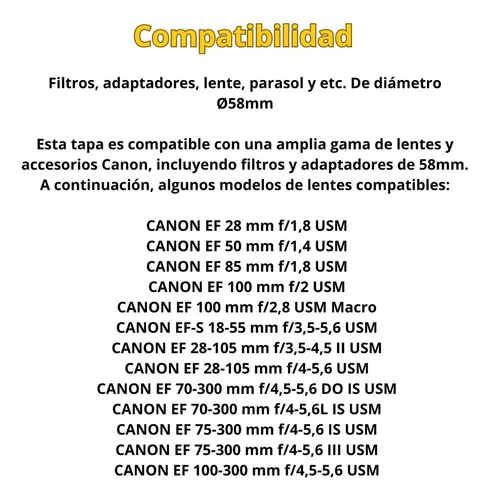Tapa Para Lente Canon Ø58mm