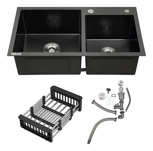 Fregadero Flusso 78 Dual 2 Tinas + Accesorios A.inox Vetrux