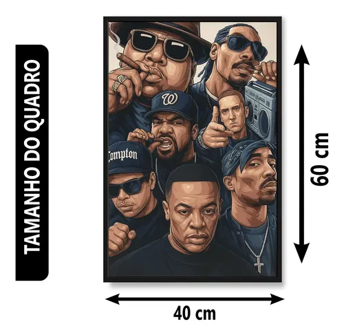 Quadro Decorativo Poster Rappers Lendas Música 40x60 Hip Hop