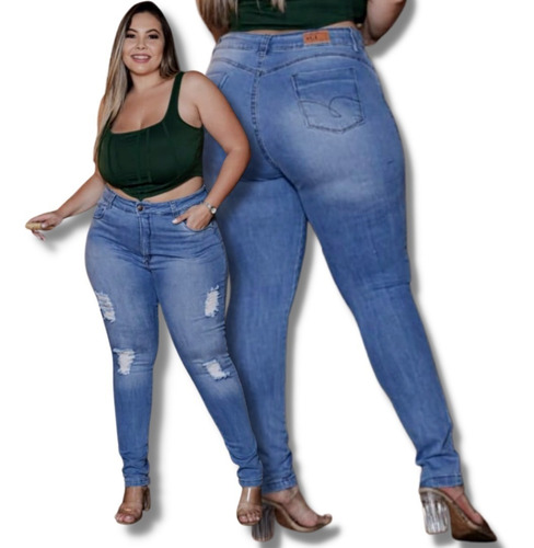 Calca Jeans Feminina Skinny Plus Size Com Elastano Premium