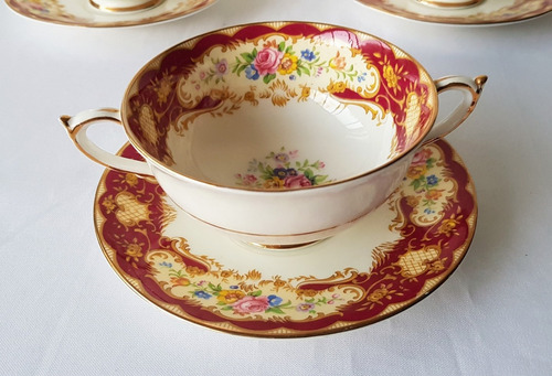 Taza Consomé Con Plato Porcelana Paragon Pompadour (c/una)