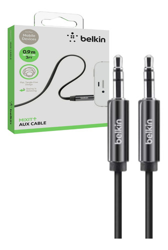 Cable Auxiliar Belkin 3.5mm Plano 90cm Metalico