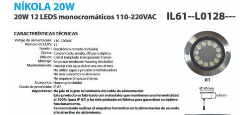 Luminaria Para Empotrar Il61 Níkola 12w Alto Flujo Luminoso