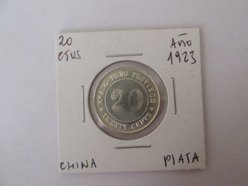 Antigua Moneda China 20 Centavos De Plata Año 1923 Escasa