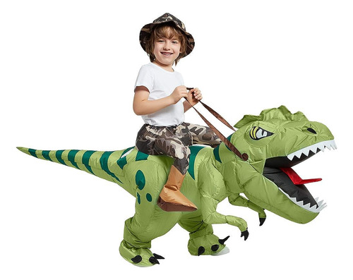 Un Disfraz De Dinosaurio Inflable De Casa Montando T Rex Air