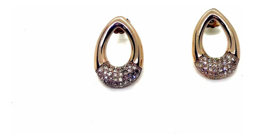 Imagen 2 de 4 de Aro De Acero Rose Con Piedras Micro Pave