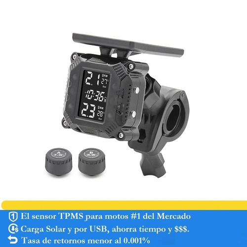 Sensor Tpms Moto Magnetico Solar Usb Sensores Externos Pem