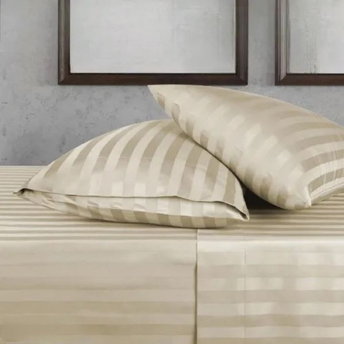 Juego De Sabanas Dobby 600h 140x190 2 1/2 Plazas Colores !!! Beige Dobbi