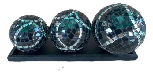 Set De Esferas Negras Vitromosaico Artesanía Mexicana