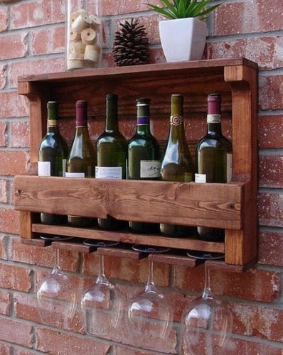 Cava De Vinos Mini Bar De Pared Cantinera Madera Rústica Rob