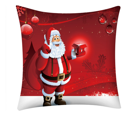 Funda De Almohada De Poliéster Con Estampado De Feliz Navida