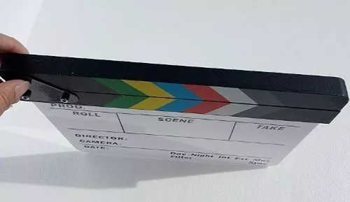 Claqueta Director Pizarra Acrilico Cine Barra De Colores