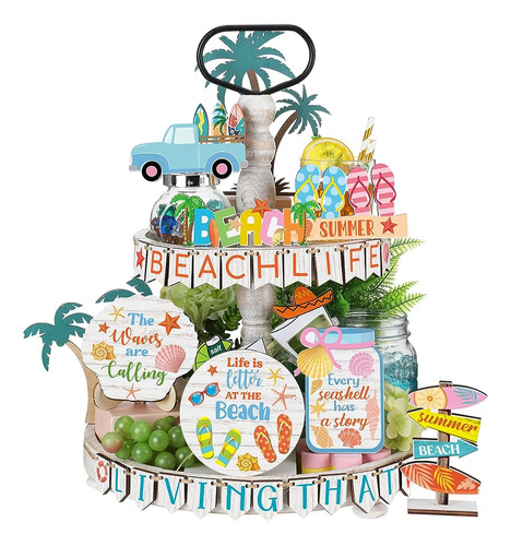 ~? 31 Pcs Summer Hawaii Escaled Tray Decor Beach Summer Farm