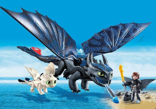 Imagen 2 de 9 de Playmobil Dragones Hipo Y Desdentado Con Bebe Dragon 70037